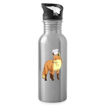 Fuchs Koch Kochmütze Kochen - Trinkflasche mit integriertem Trinkhalm - Lightsilver - Rechts
