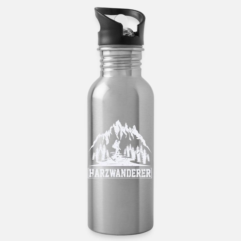 Harzwanderer - Trinkflasche mit integriertem Trinkhalm - Lightsilver