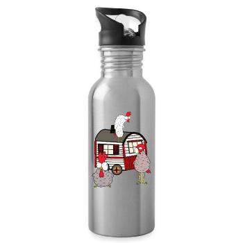 Bauwagen Hühnerstall Federvieh Geflügel Bauernhof - Trinkflasche mit integriertem Trinkhalm - Lightsilver - Rechts