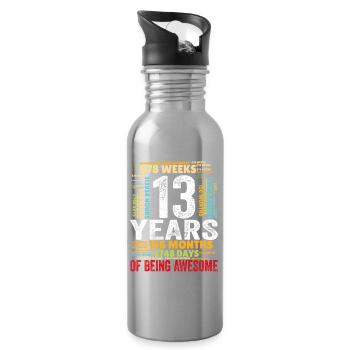 13 years 13th birthday Being awesome Months Days - Water bottle with straw - silver - Right