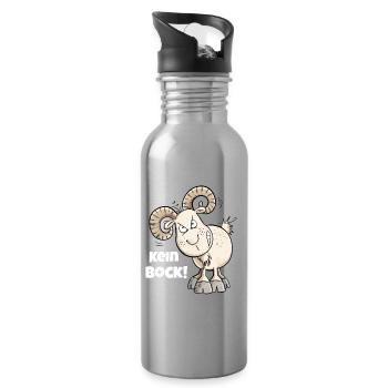 Kein Bock Widder I Schaf I Ziegen Bock I Ziege - Trinkflasche mit integriertem Trinkhalm - Lightsilver - Rechts