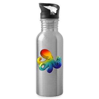 Octopus Rainbow - Water bottle with straw - silver - Right