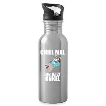 Neffe Onkel Geschenk - Trinkflasche mit integriertem Trinkhalm - Lightsilver - Rechts