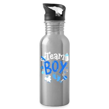 Team Boy Geschlecht offenbaren - Trinkflasche mit integriertem Trinkhalm - Lightsilver - Rechts