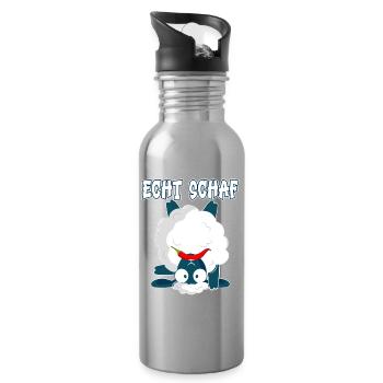 Echt Schaf Peperoni lustig Schäfer Bauernhof - Trinkflasche mit integriertem Trinkhalm - Lightsilver - Rechts