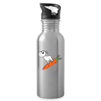 Karotte Ziege Ziegenbock - Trinkflasche mit integriertem Trinkhalm - Lightsilver - Rechts