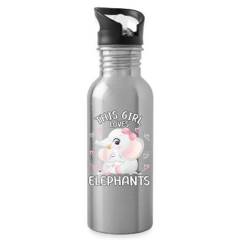 Mama Elefant Babyelefant This Girl Loves Elephants - Trinkflasche mit integriertem Trinkhalm - Lightsilver - Rechts