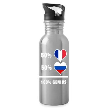 Frankreich und Russland Genial / Geschenk - Trinkflasche mit integriertem Trinkhalm - Lightsilver - Rechts