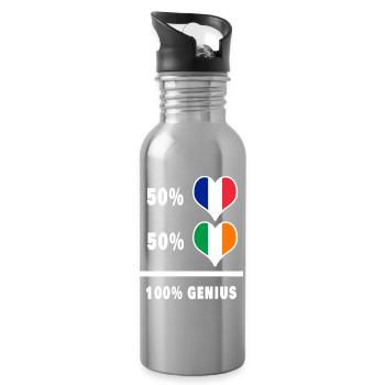 Frankreich und Irland Genial / Geschenk - Trinkflasche mit integriertem Trinkhalm - Lightsilver - Rechts