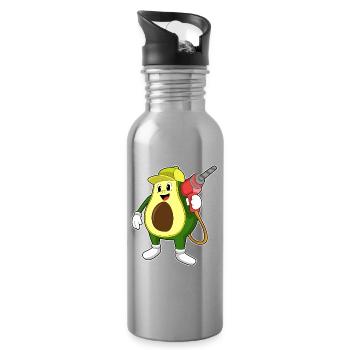 Avocado Handwerker Bohrmaschine Handwerk - Trinkflasche mit integriertem Trinkhalm - Lightsilver - Rechts