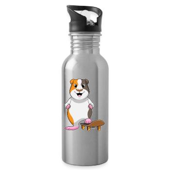 Guinea Pig Skater Skateboard - Water bottle with straw - silver - Right