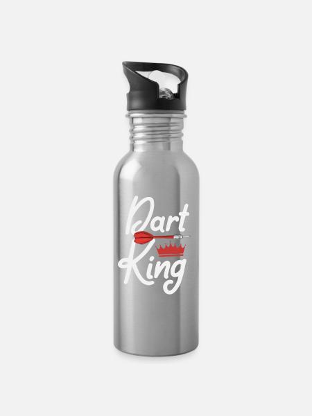 Dart Darts Dartspieler - Trinkflasche mit integriertem Trinkhalm - Lightsilver