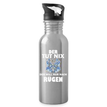 Rügen Urlaub - Trinkflasche mit integriertem Trinkhalm - Lightsilver - Rechts