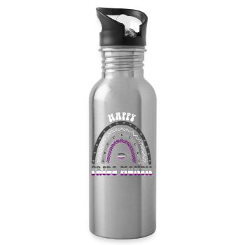 Boho Rainbow Happy Pride Mois Asexué - Gourde avec paille intégrée - argent clair - Droite