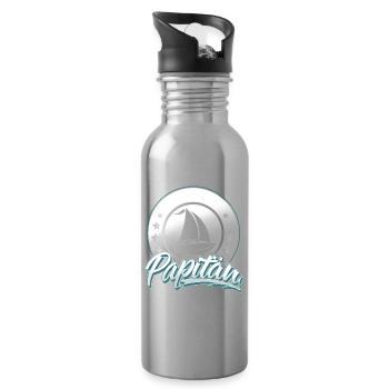 Papitän Segeln Segler Segelboot Vater Kapitän Papa - Trinkflasche mit integriertem Trinkhalm - Lightsilver - Rechts