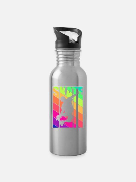 Skateboarding - Skaten - Trinkflasche mit integriertem Trinkhalm - Lightsilver