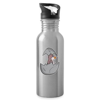 Bébé Moineau Domestique - Gourde avec paille intégrée - argent clair - Droite