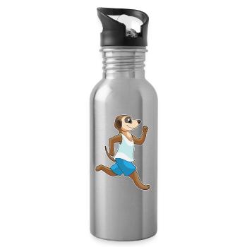 Erdmännchen Jogger Joggen Sport - Trinkflasche mit integriertem Trinkhalm - Lightsilver - Rechts