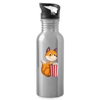 Fuchs Popcorn - Trinkflasche mit integriertem Trinkhalm - Lightsilver - Rechts