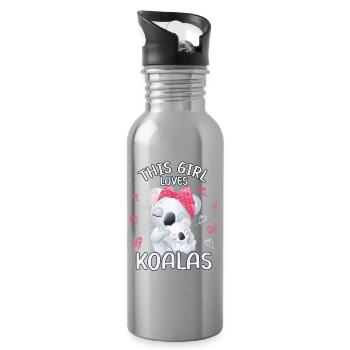 Dieses Maedchen Liebt Koalas - Trinkflasche mit integriertem Trinkhalm - Lightsilver - Rechts