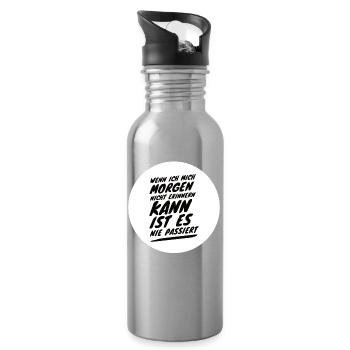 Alkohol Saufspruch Malle Party - Trinkflasche mit integriertem Trinkhalm - Lightsilver - Rechts