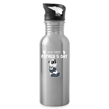 Vatertag - erster Vatertag Geschenk - Trinkflasche mit integriertem Trinkhalm - Lightsilver - Rechts