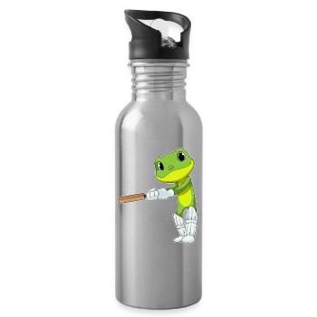 Frog Cricket Cricket Bat - Water bottle with straw - silver - Right