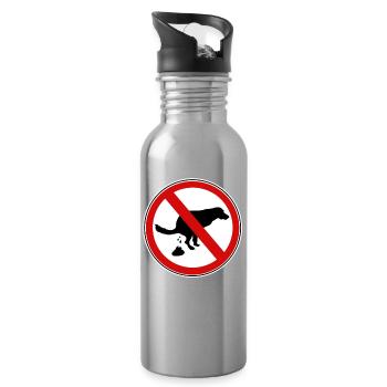 Panneau d’interdiction de merde pour chiens - Gourde avec paille intégrée - argent clair - Droite