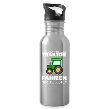Traktor Trecker Spruch - Trinkflasche mit integriertem Trinkhalm - Lightsilver - Rechts