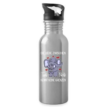 Tante und Nichte Bindung Beste Freunde Elefanten - Trinkflasche mit integriertem Trinkhalm - Lightsilver - Rechts