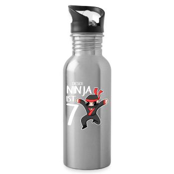 7 Jahre Junge Ninja - 7 Geburtstag - Ich bin 7 - Trinkflasche mit integriertem Trinkhalm - Lightsilver - Rechts