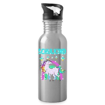 Schulkind Glitzer Einhorn mit Regenbogen - Trinkflasche mit integriertem Trinkhalm - Lightsilver - Rechts