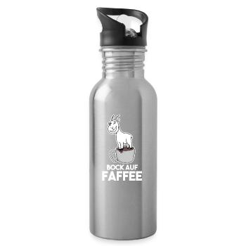 Bock auf Kaffee - Ziege Ziegenbock - Trinkflasche mit integriertem Trinkhalm - Lightsilver - Rechts