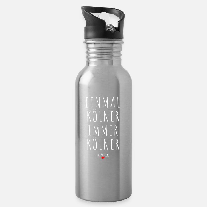 Köln Einmal Kölner Immer Kölner Karneval Kölsch - Trinkflasche mit integriertem Trinkhalm - Lightsilver