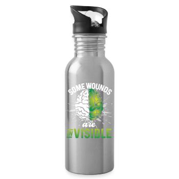 Mental Health Some Wounds Are Invisible - Water bottle with straw - silver - Right