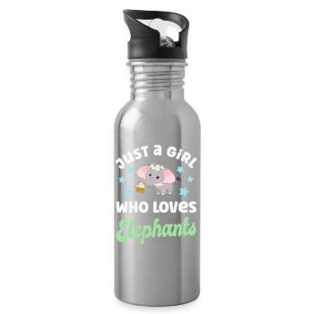 Elephant Elephants - Water bottle with straw - silver - Right
