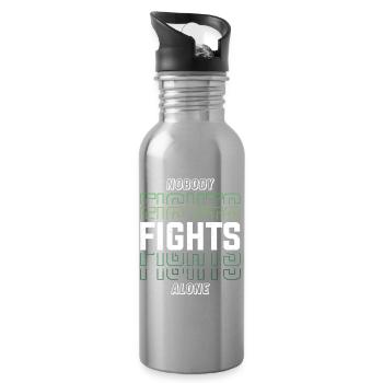 Nobody Fights Alone Green Mental Health - Water bottle with straw - silver - Right