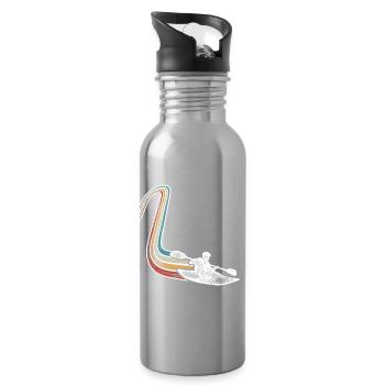 Kajak Kajakfahrer Kajaker Retro Vintage - Trinkflasche mit integriertem Trinkhalm - Lightsilver - Rechts