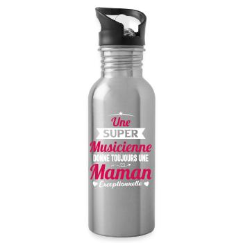 Musicienne Future Maman cadeau Drôle Annonce Mère - Gourde avec paille intégrée - argent clair - Droite