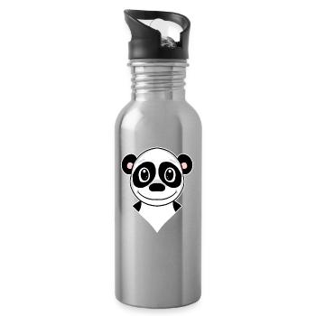 Panda - Gourde avec paille intégrée - argent clair - Droite