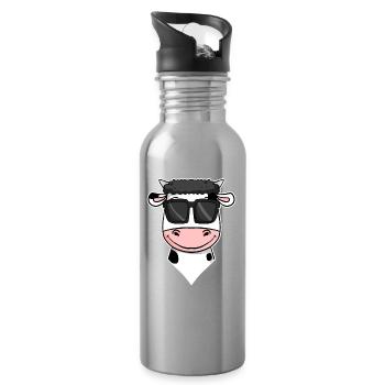 vache fraîche avec des lunettes de soleil - Gourde avec paille intégrée - argent clair - Droite