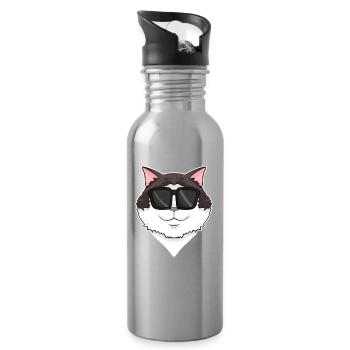 Ragdoll Katze - Trinkflasche mit integriertem Trinkhalm - Lightsilver - Rechts