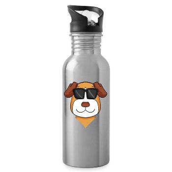 jack russell terrier dog - Water bottle with straw - silver - Right