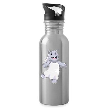 Nilpferd Braut Schleier Hochzeit - Trinkflasche mit integriertem Trinkhalm - Lightsilver - Rechts