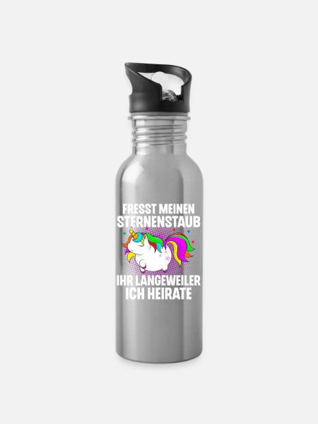 Einhorn Junggesellinnenabschied - Trinkflasche mit integriertem Trinkhalm - Lightsilver