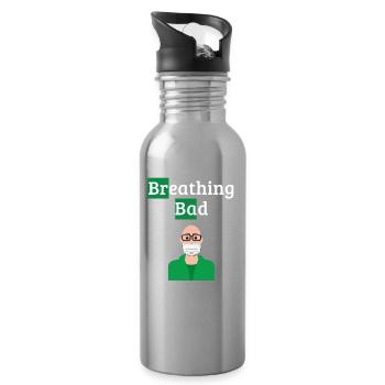 Atmen Sie schlecht - Covid-Humor - Trinkflasche mit integriertem Trinkhalm - Lightsilver - Rechts
