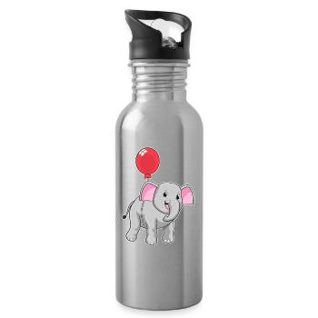 Elephant Balloon - Water bottle with straw - silver - Right