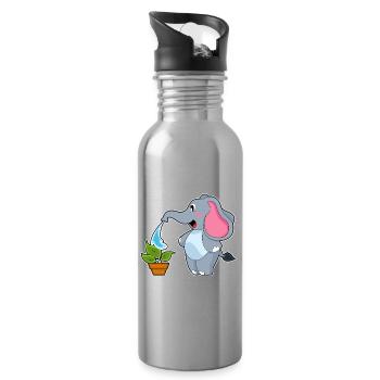 Elephant Gardener Plant Garden - Water bottle with straw - silver - Right
