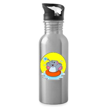 Elefant Schwimmen Schwimmring Sommer - Trinkflasche mit integriertem Trinkhalm - Lightsilver - Rechts
