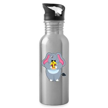 Elephant Pizza - Water bottle with straw - silver - Right